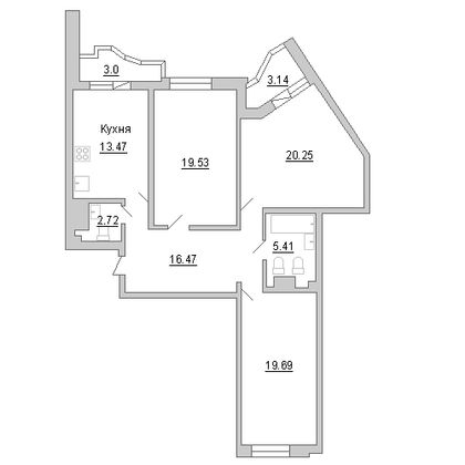 Продажа 3-комнатной квартиры 99,7 м², 16/23 этаж
