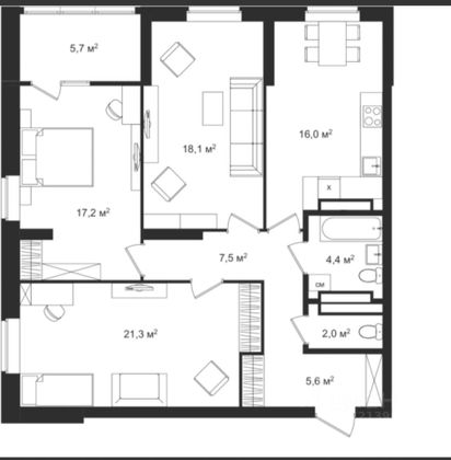 Продажа 3-комнатной квартиры 98 м², 29/31 этаж