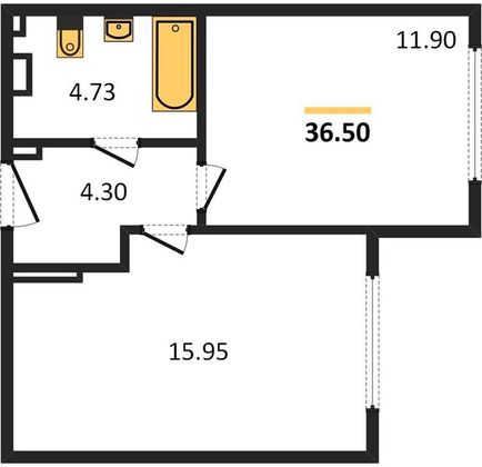 Продажа 1-комнатной квартиры 36,5 м², 1/16 этаж