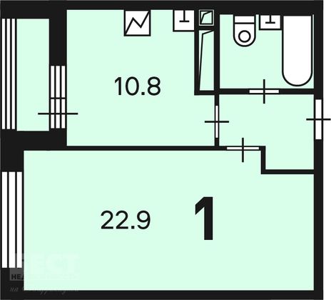 Продажа 1-комнатной квартиры 41,2 м², 20/25 этаж