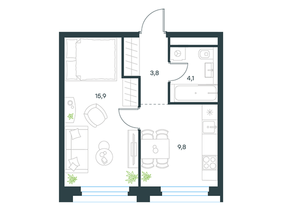 Продажа 1-комнатной квартиры 33,6 м², 26/26 этаж