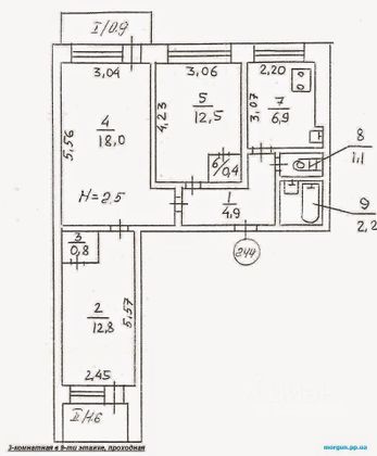 Продажа 3-комнатной квартиры 59,4 м², 3/9 этаж