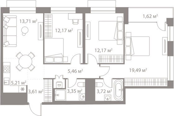 Продажа 3-комнатной квартиры 80,5 м², 6/13 этаж