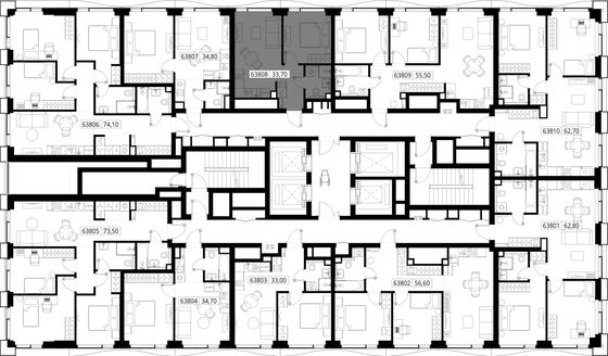 Продажа 1-комнатной квартиры 33,7 м², 38/48 этаж