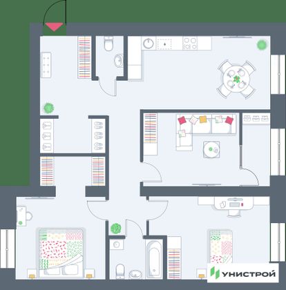 95,3 м², 3-комн. квартира, 6/10 этаж