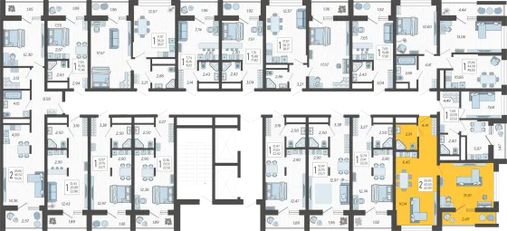 Продажа 2-комнатной квартиры 43 м², 12/19 этаж