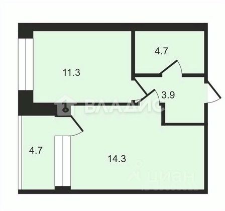 Продажа 1-комнатной квартиры 34,2 м², 2/9 этаж