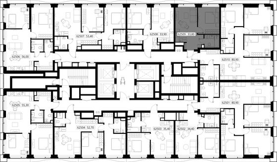 Продажа 1-комнатной квартиры 33,8 м², 25/48 этаж