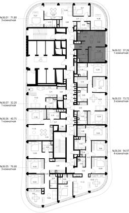 Продажа 1-комнатной квартиры 37,3 м², 36/49 этаж