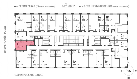 Продажа квартиры-студии 22,4 м², 23/32 этаж