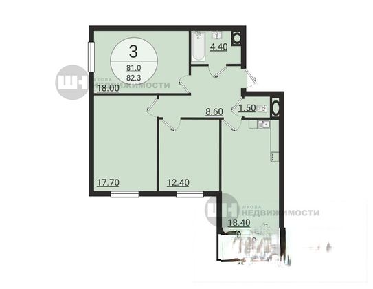 Продажа 3-комнатной квартиры 81 м², 2/14 этаж