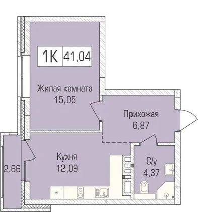 41 м², 1-комн. квартира, 3/9 этаж