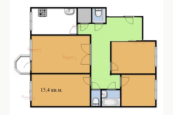 Продажа 1 комнаты, 15,4 м², 1/9 этаж