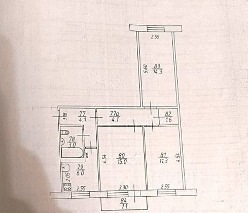 Продажа 3-комнатной квартиры 59 м², 3/5 этаж