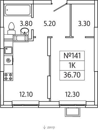 Продажа 1-комнатной квартиры 36,7 м², 18/20 этаж