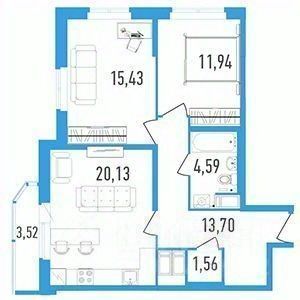 Продажа 2-комнатной квартиры 68 м², 8/17 этаж