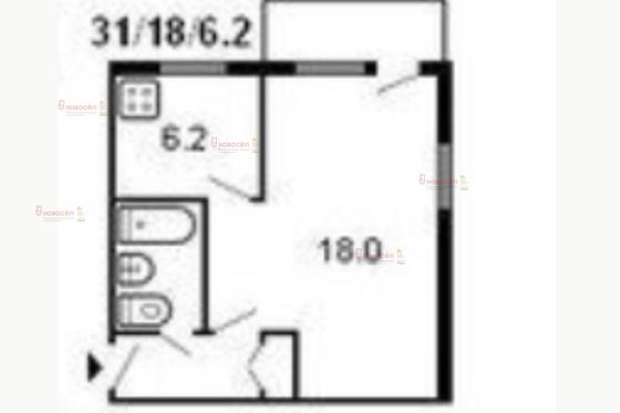 Продажа 1-комнатной квартиры 31,2 м², 5/5 этаж