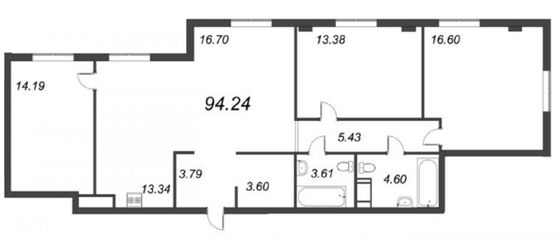 Продажа 3-комнатной квартиры 94,2 м², 5/10 этаж