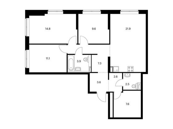 Продажа 3-комнатной квартиры 84,9 м², 1/25 этаж
