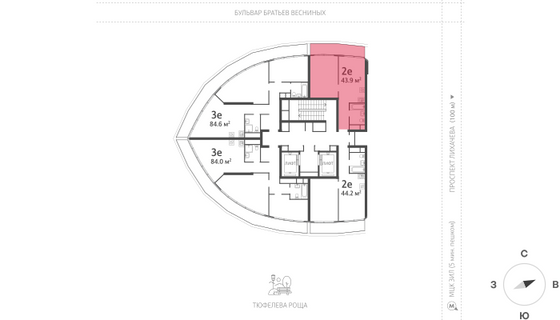 Продажа 1-комнатной квартиры 44,6 м², 18/22 этаж