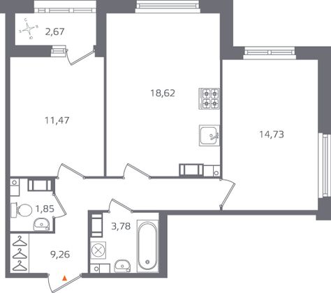 Продажа 2-комнатной квартиры 61 м², 7/17 этаж