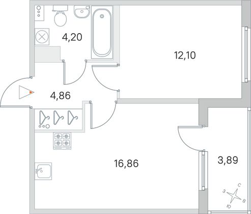 Продажа 1-комнатной квартиры 40 м², 2/4 этаж