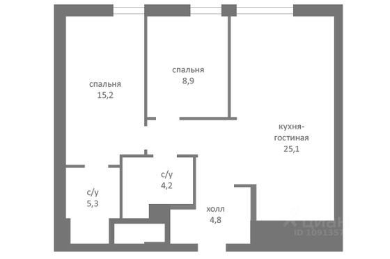 Продажа 2-комнатной квартиры 68,2 м², 9/34 этаж
