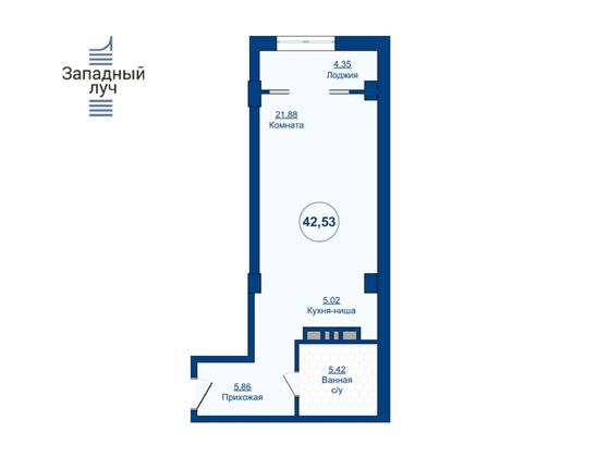 Продажа 1-комнатной квартиры 42,5 м², 6/23 этаж