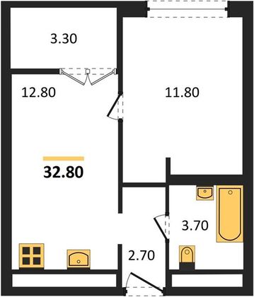 Продажа 1-комнатной квартиры 32,8 м², 21/31 этаж