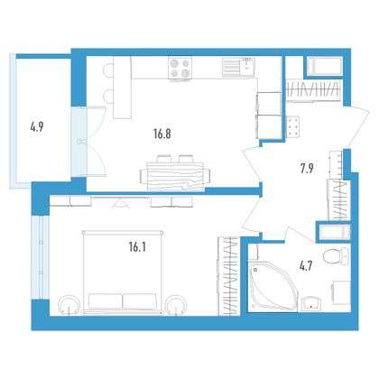 Продажа 1-комнатной квартиры 48 м², 12/18 этаж