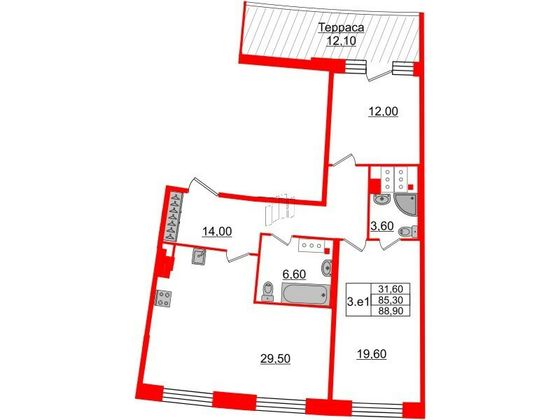 Продажа 2-комнатной квартиры 85,3 м², 8/8 этаж