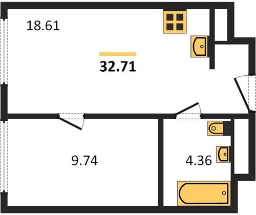 Продажа 1-комнатной квартиры 32,7 м², 9/16 этаж