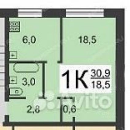 Продажа 1-комнатной квартиры 31 м², 1/5 этаж