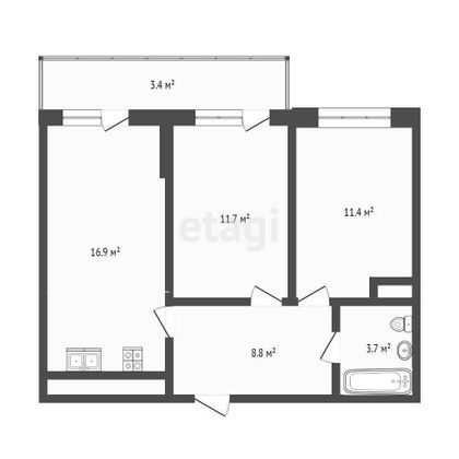 Продажа 2-комнатной квартиры 55,9 м², 11/24 этаж