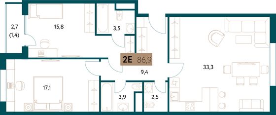 87,7 м², 3-комн. квартира, 7/28 этаж