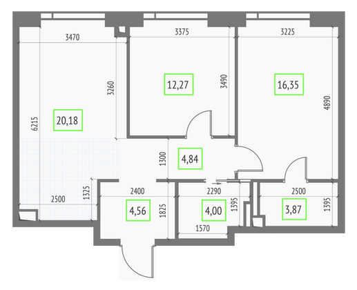 Продажа 2-комнатной квартиры 66,1 м², 6/57 этаж