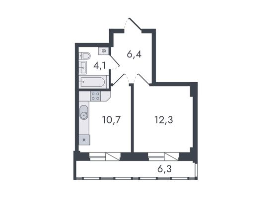 Продажа 1-комнатной квартиры 39,8 м², 1/13 этаж