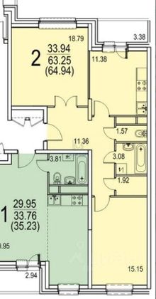 Продажа 2-комнатной квартиры 65 м², 12/18 этаж