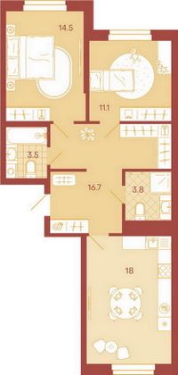 Продажа 2-комнатной квартиры 67,6 м², 4/18 этаж