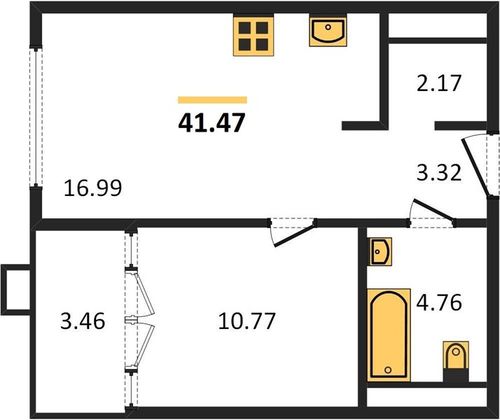 Продажа 1-комнатной квартиры 41,5 м², 9/20 этаж