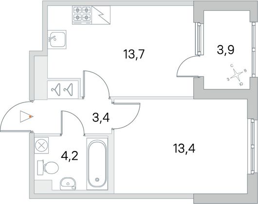Продажа 1-комнатной квартиры 36,7 м², 4/5 этаж