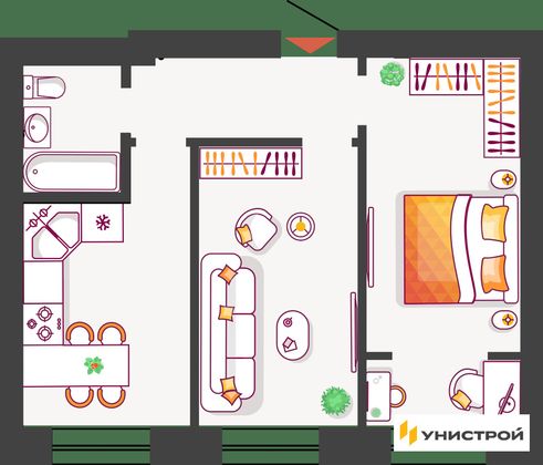 51,6 м², 2-комн. квартира, 10/11 этаж