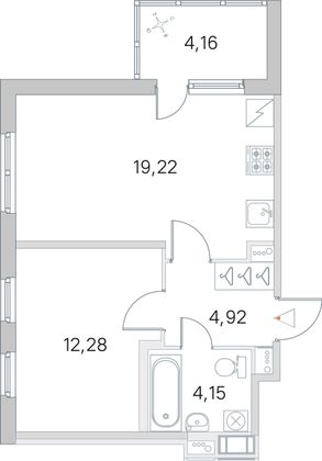Продажа 1-комнатной квартиры 42,7 м², 1/5 этаж