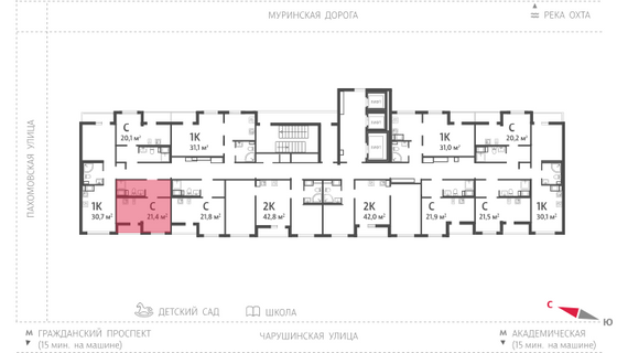 21,4 м², студия, 10/24 этаж