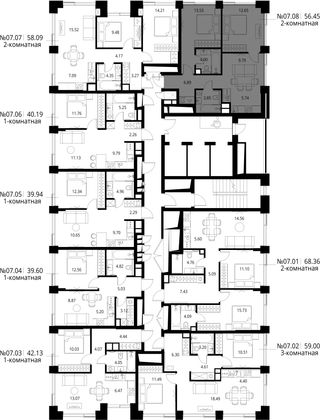 Продажа 2-комнатной квартиры 56,5 м², 7/27 этаж