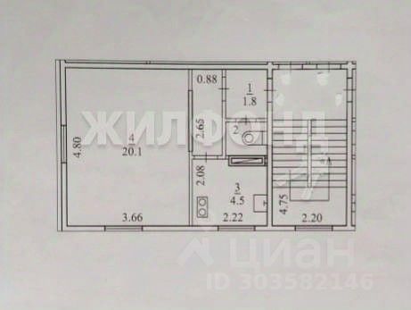 Продажа 1-комнатной квартиры 28 м², 2/2 этаж