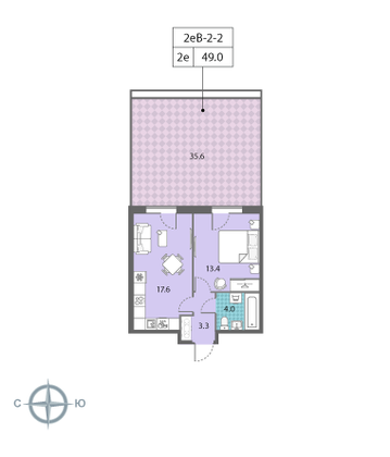 Продажа 1-комнатной квартиры 49 м², 2/23 этаж