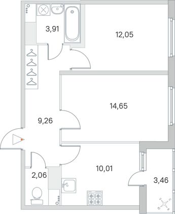 Продажа 2-комнатной квартиры 53,7 м², 2/8 этаж