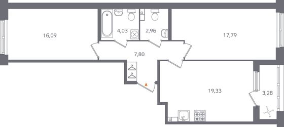 Продажа 2-комнатной квартиры 69,6 м², 2/15 этаж