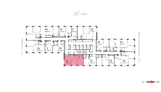Продажа 2-комнатной квартиры 57,6 м², 46/52 этаж